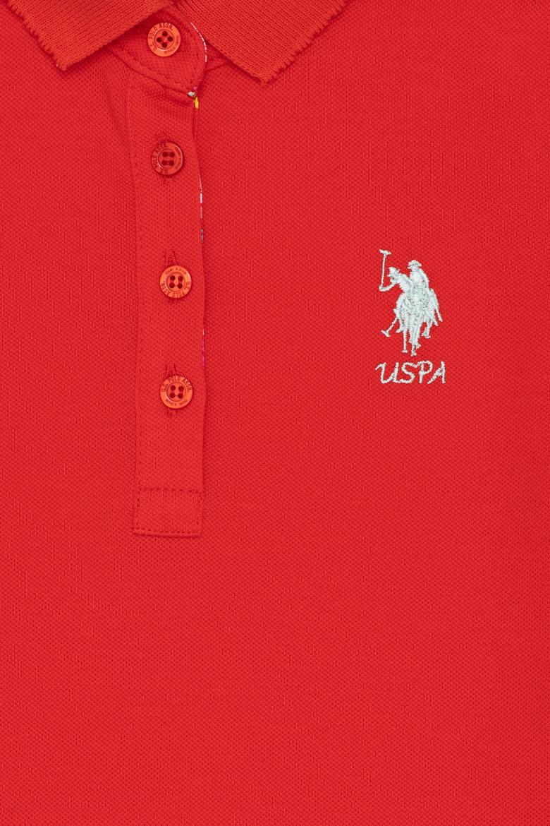 Kız Çocuk Kırmızı Basic Polo Yaka Tişört - 50265668118