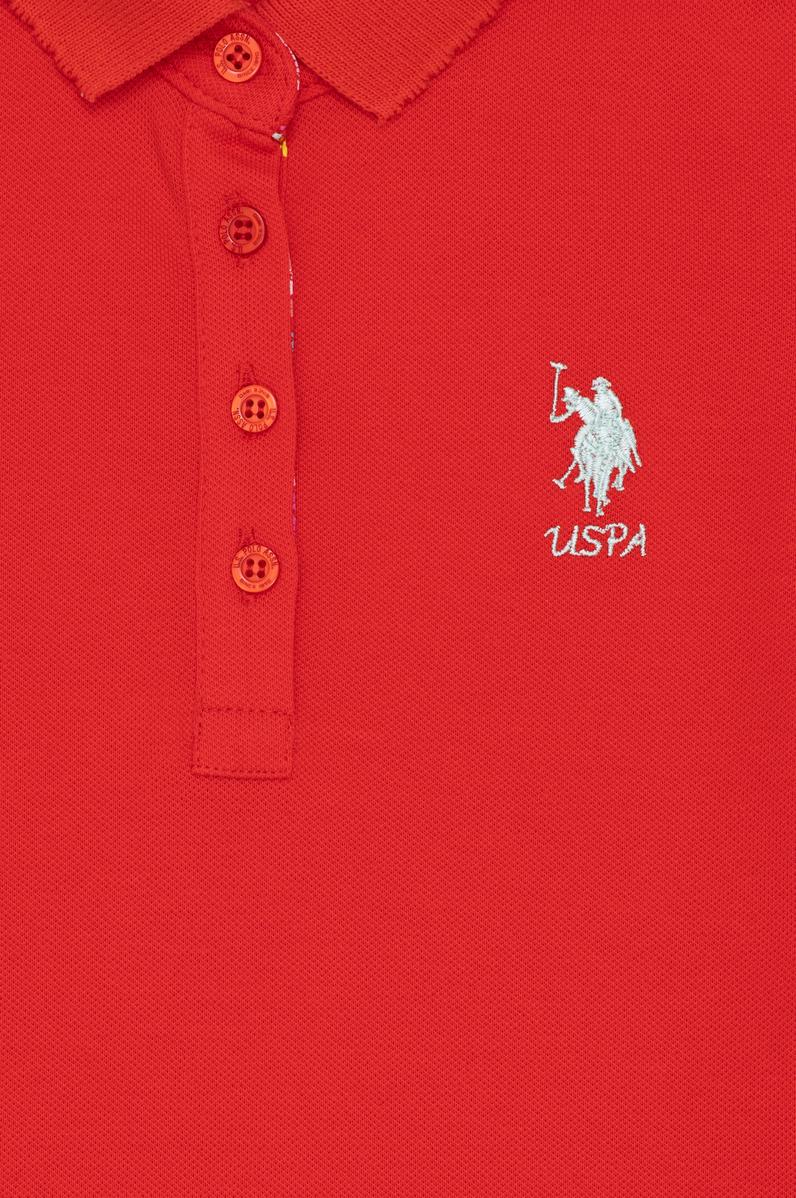 Kız Çocuk Kırmızı Basic Polo Yaka Tişört