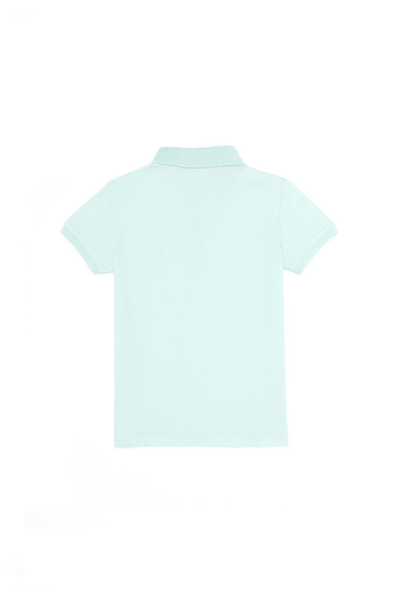 Kız Çocuk Su Yeşili Polo Yaka Basic Tişört - 50265668129