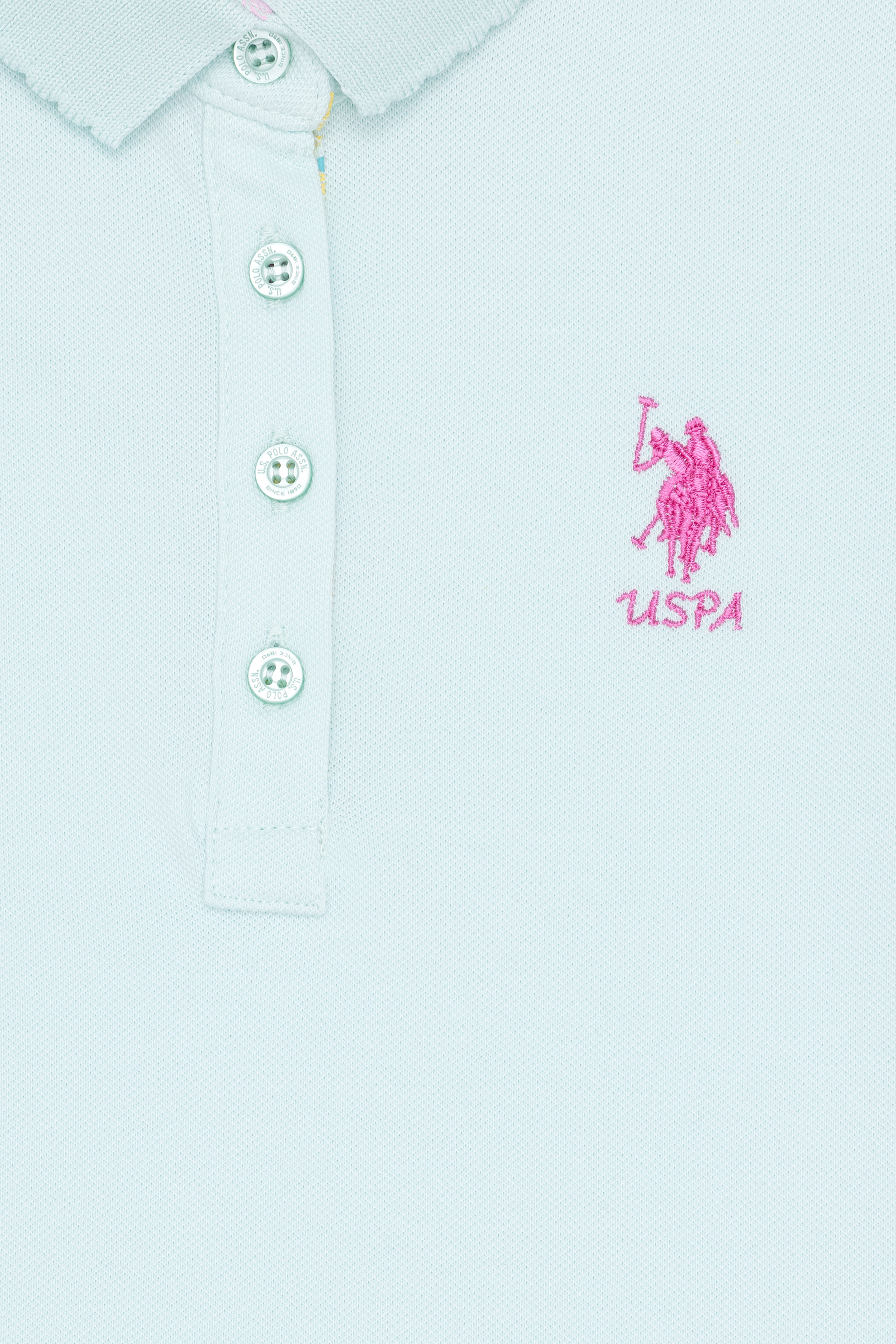 Kız Çocuk Su Yeşili Polo Yaka Basic Tişört - Image 3