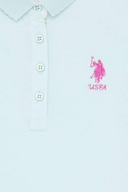 Kız Çocuk Su Yeşili Polo Yaka Basic Tişört