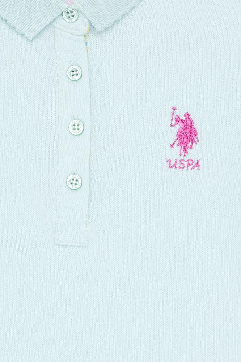 Kız Çocuk Su Yeşili Polo Yaka Basic Tişört - 50265668129