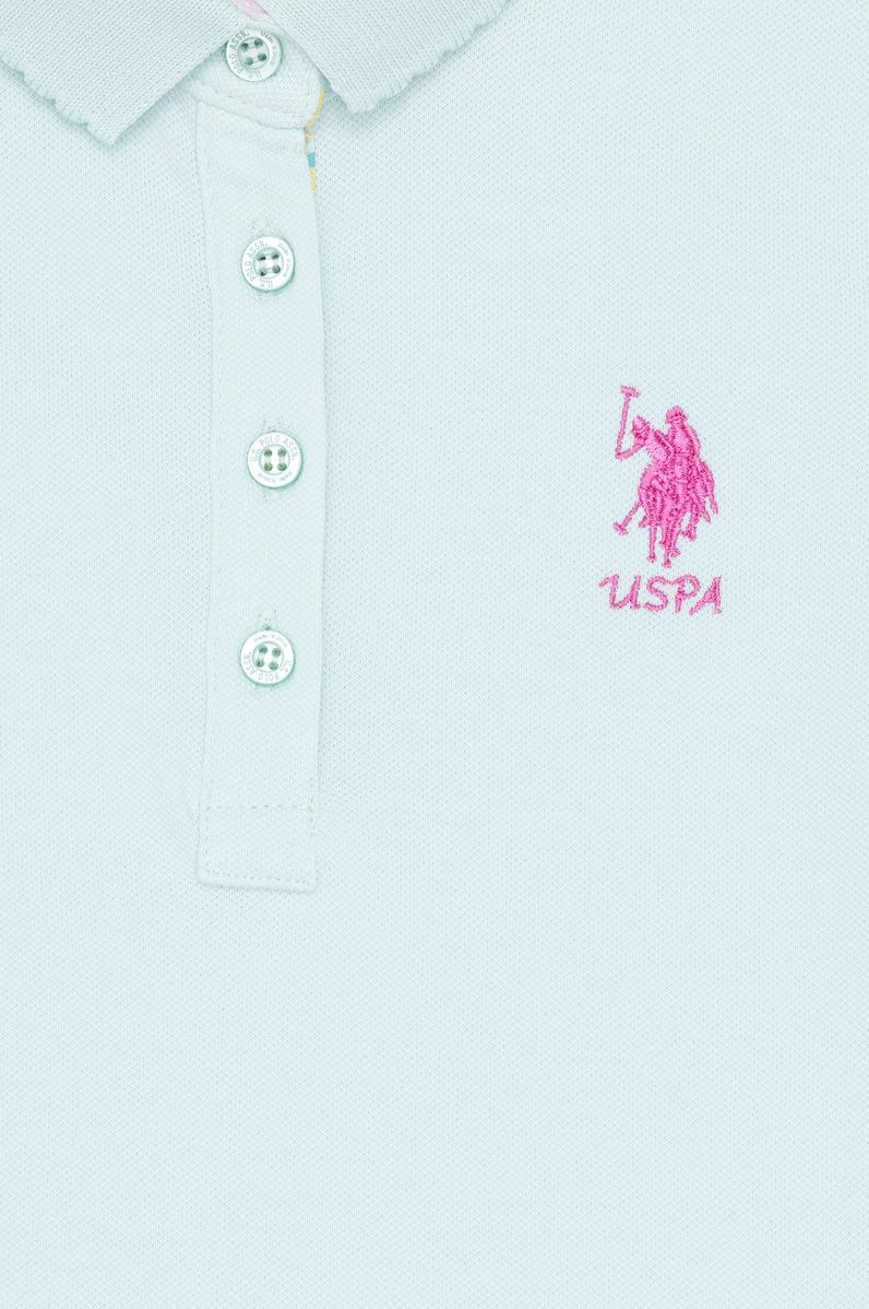 Kız Çocuk Su Yeşili Polo Yaka Basic Tişört