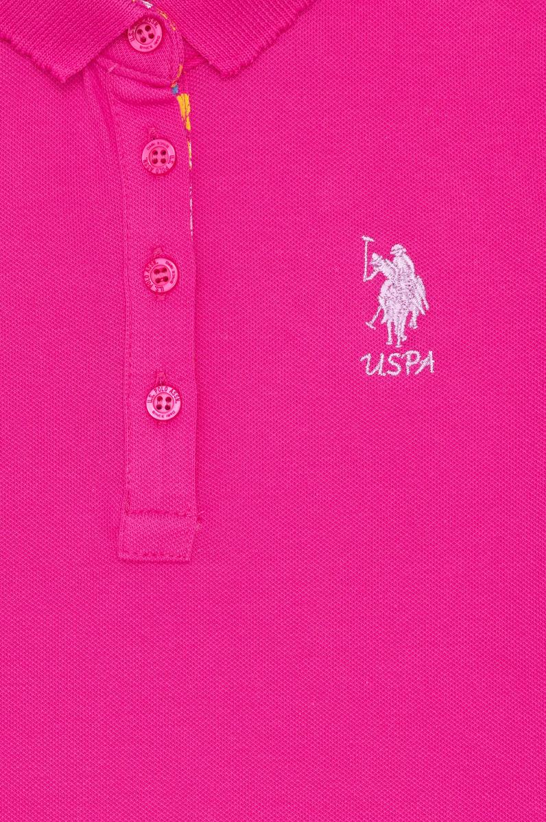 Kız Çocuk Fuşya Polo Yaka Basic Tişört