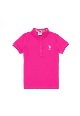 Kız Çocuk Fuşya Polo Yaka Basic Tişört - 50265668085