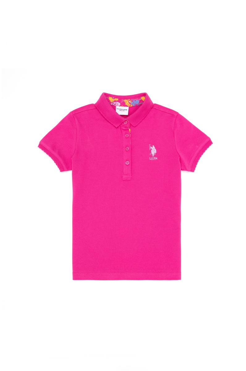Kız Çocuk Fuşya Polo Yaka Basic Tişört