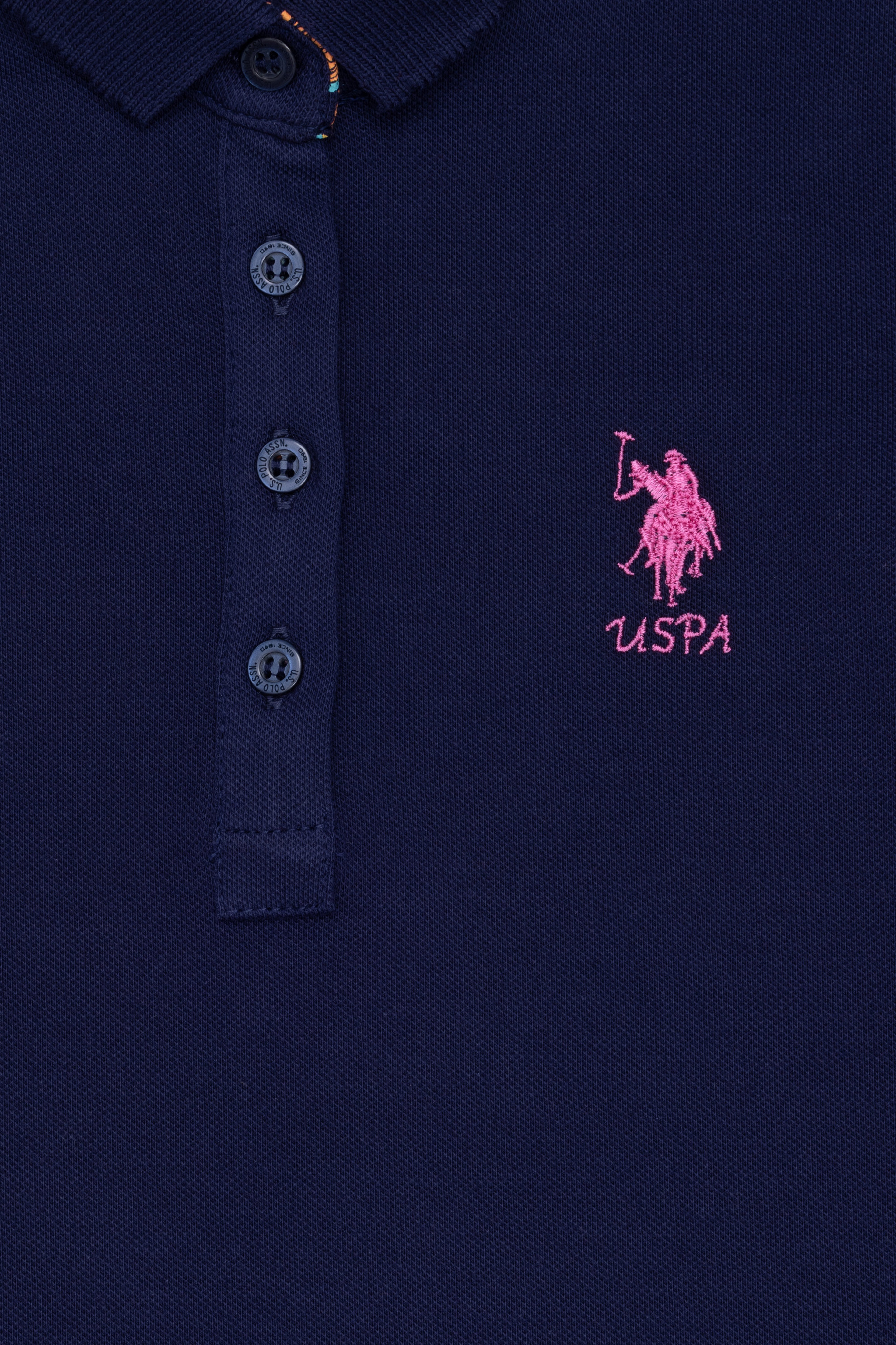 Kız Çocuk Lacivert Polo Yaka Basic Tişört - Image 3