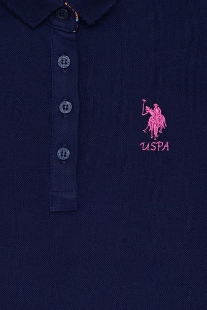 Kız Çocuk Lacivert Polo Yaka Basic Tişört