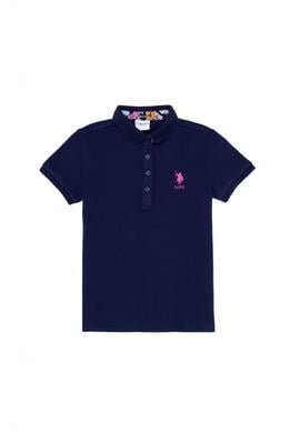 Kız Çocuk Lacivert Polo Yaka Basic Tişört - 50265668074