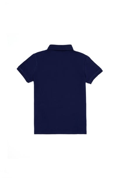 Kız Çocuk Lacivert Polo Yaka Basic Tişört