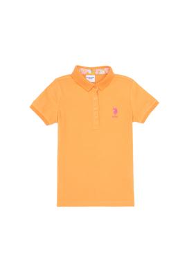 Kız Çocuk Turuncu Basic Polo Yaka Tişört - 50265668108
