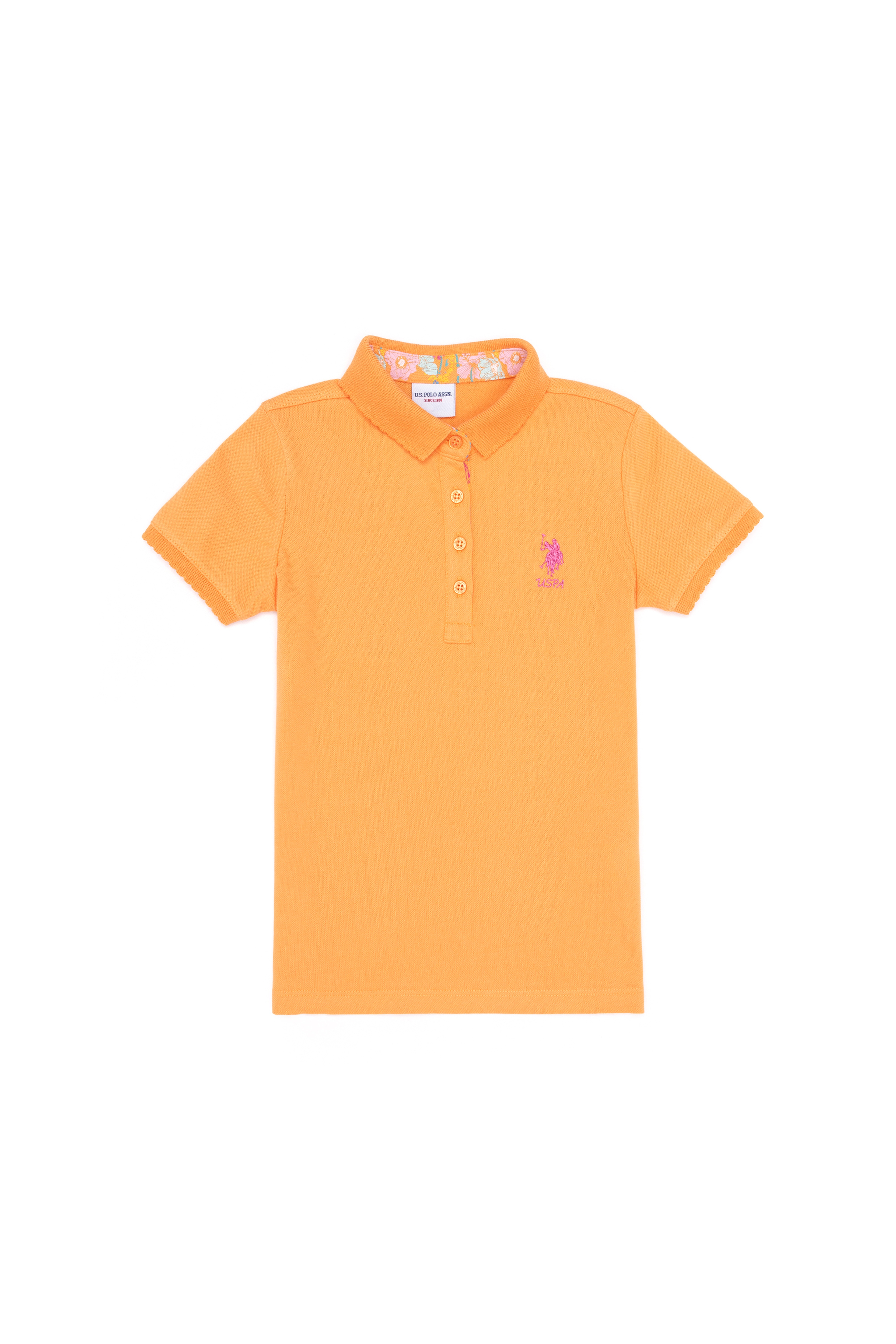 Kız Çocuk Turuncu Basic Polo Yaka Tişört - Image 4