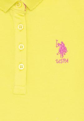 Kız Çocuk Neon Sarı Polo Yaka Basic Tişört - 50265668141