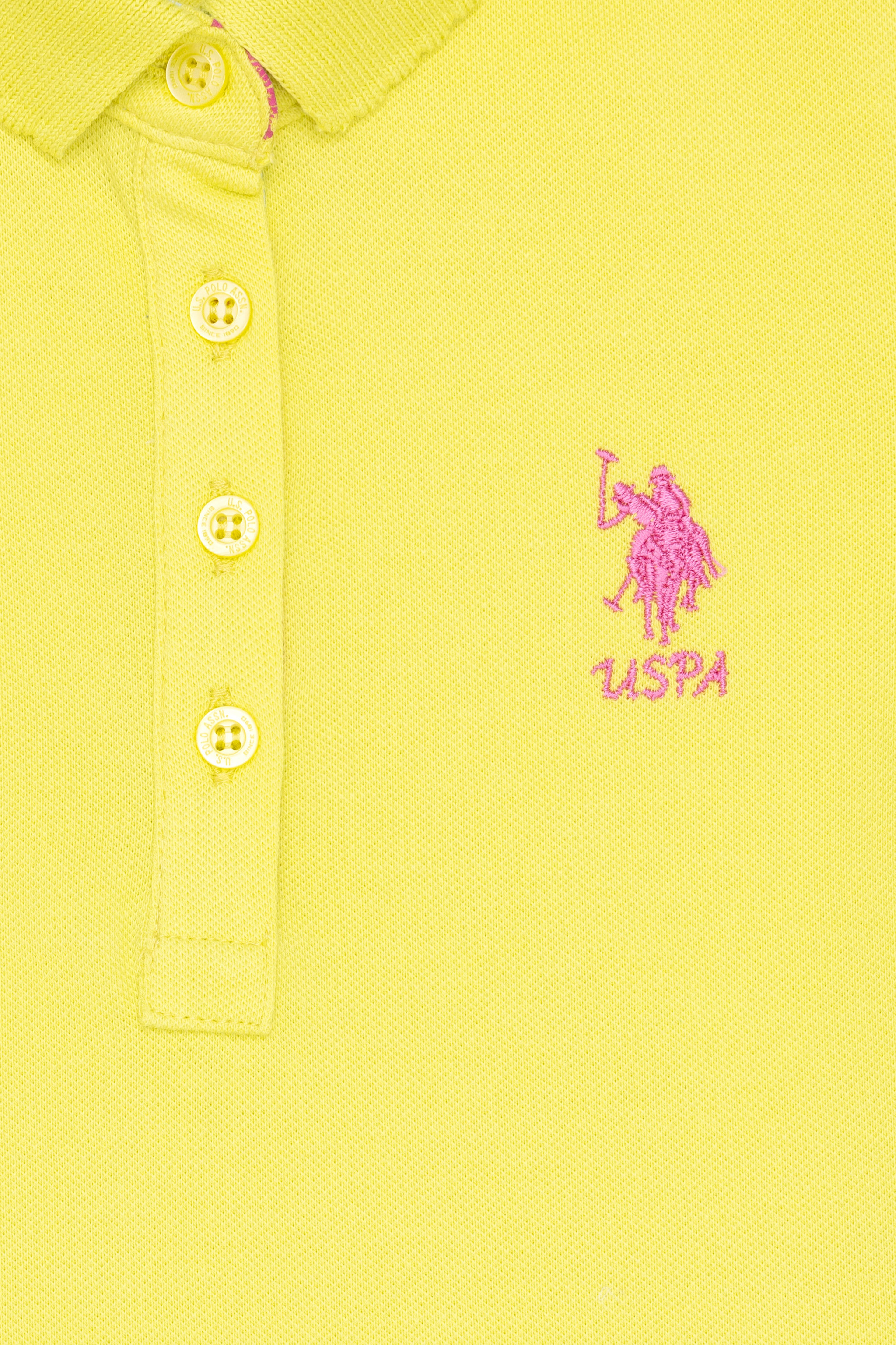 Kız Çocuk Neon Sarı Polo Yaka Basic Tişört - Image 3