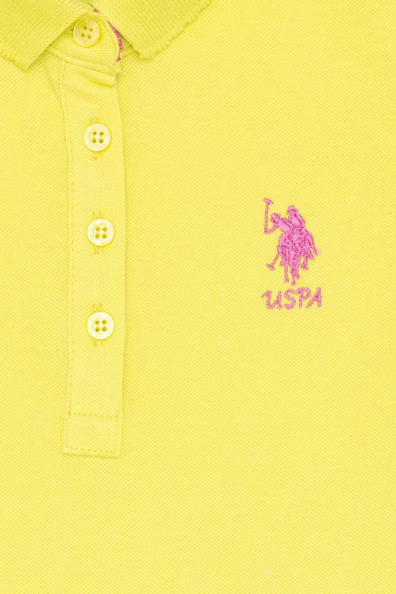 Kız Çocuk Neon Sarı Polo Yaka Basic Tişört - 50265668141