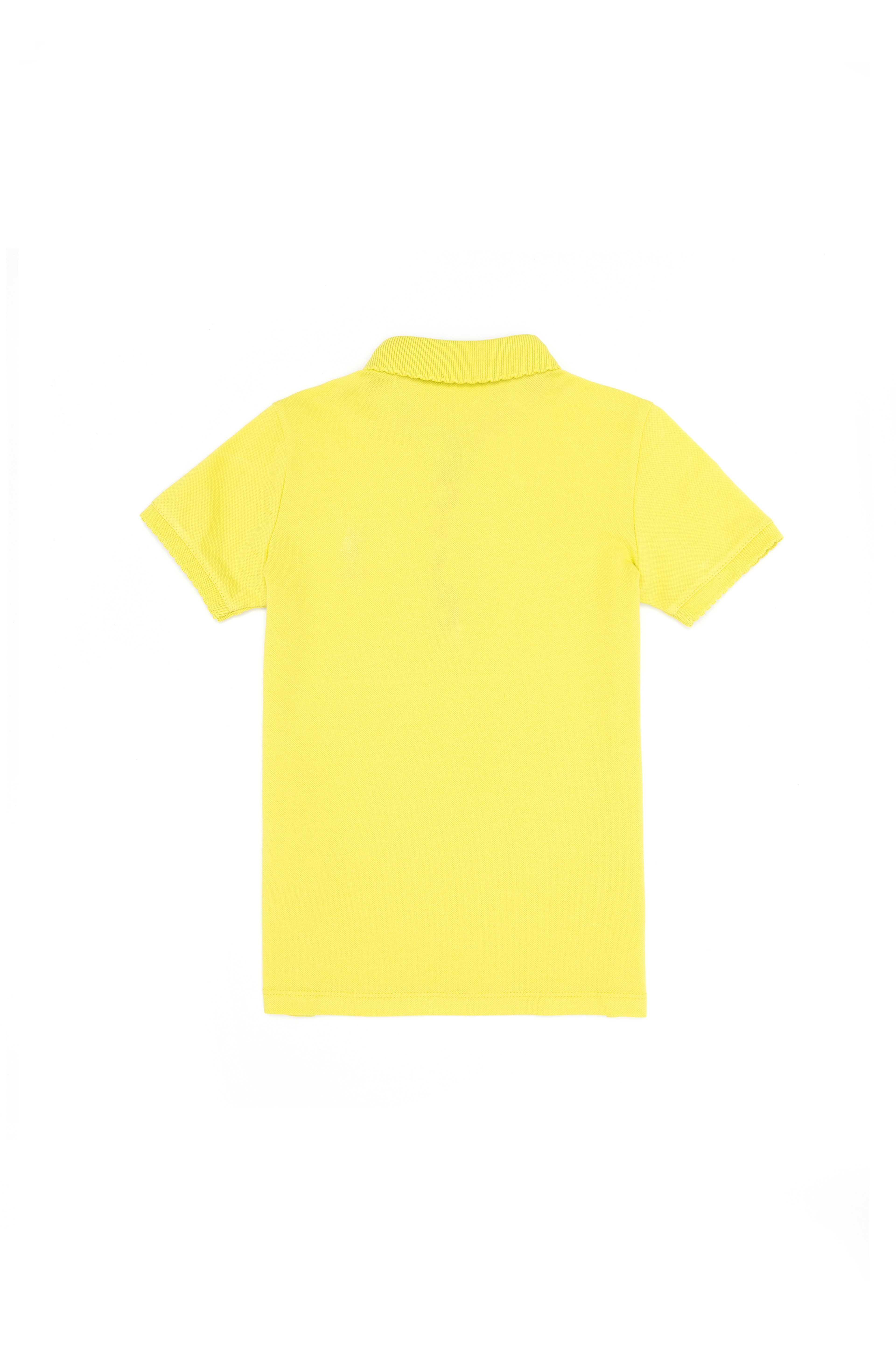 Kız Çocuk Neon Sarı Polo Yaka Basic Tişört - Image 2