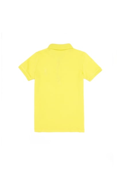 Kız Çocuk Neon Sarı Polo Yaka Basic Tişört