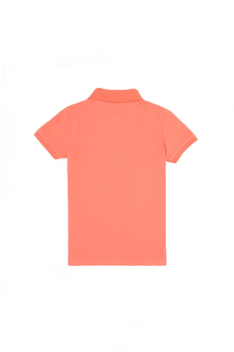 Kız Çocuk Somon Polo Yaka Basic Tişört - 50265668019