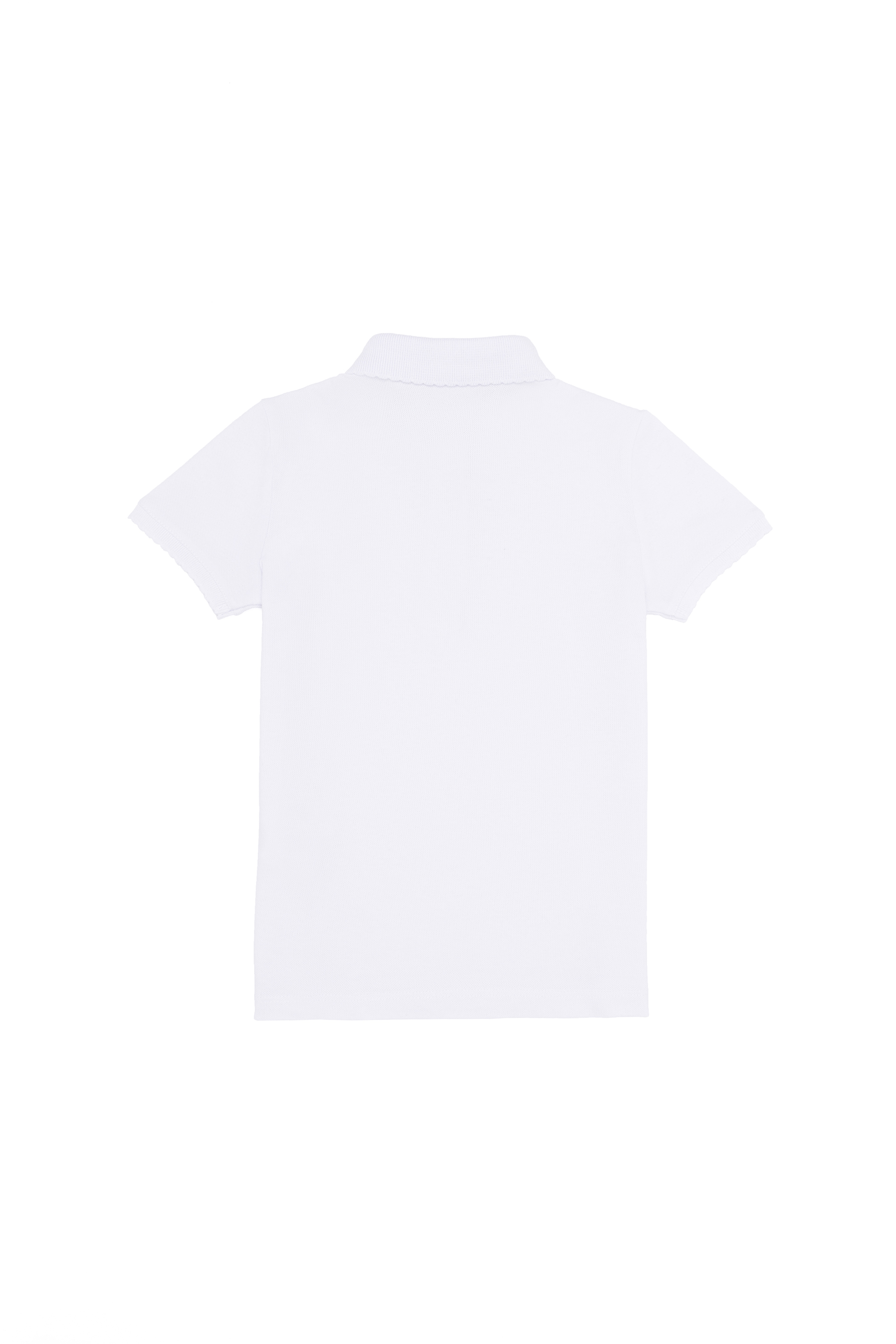 Kız Çocuk Beyaz Basic Polo Yaka Tişört - Image 2