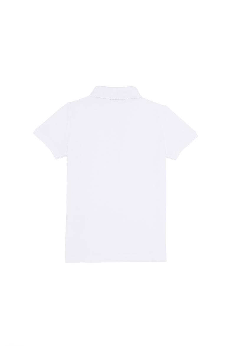 Kız Çocuk Beyaz Basic Polo Yaka Tişört - 50265668009