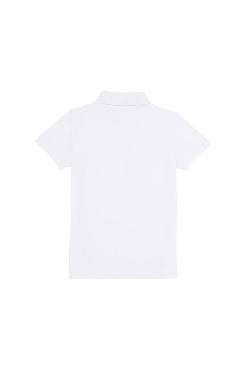 Kız Çocuk Beyaz Basic Polo Yaka Tişört