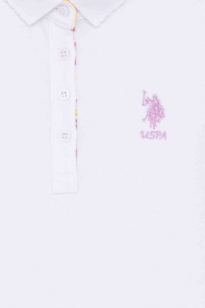 Kız Çocuk Beyaz Basic Polo Yaka Tişört - 50265668009