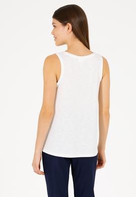 Kadın Ekru Bisiklet Yaka Kolsuz Tişört - 50262481063