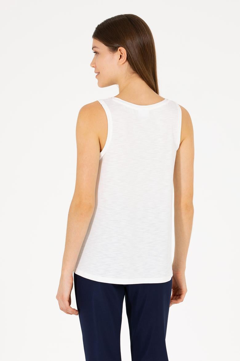 Kadın Ekru Bisiklet Yaka Kolsuz Tişört - 50262481063