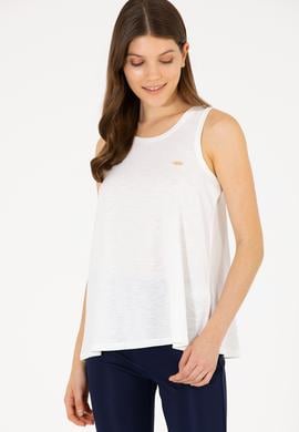 Kadın Ekru Bisiklet Yaka Kolsuz Tişört - 50262481063