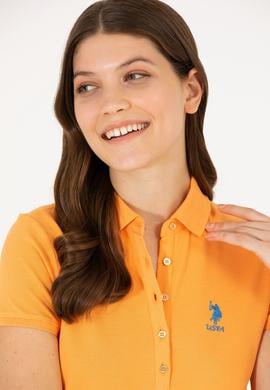Kadın Turuncu Polo Yaka Mini Boy Örme Elbise - 50262672181