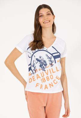 Kadın Beyaz V Yaka Tişört - 50262952001