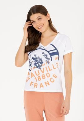 Kadın Beyaz V Yaka Tişört - 50262952001