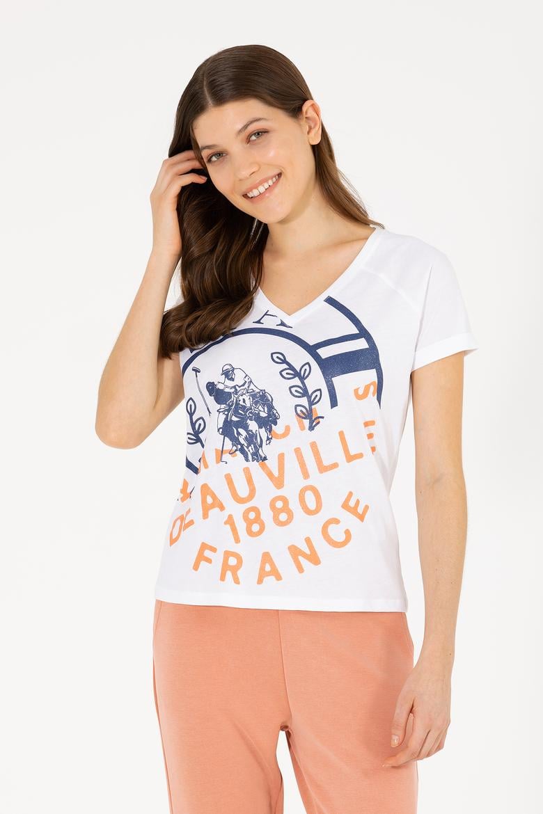 Kadın Beyaz V Yaka Tişört