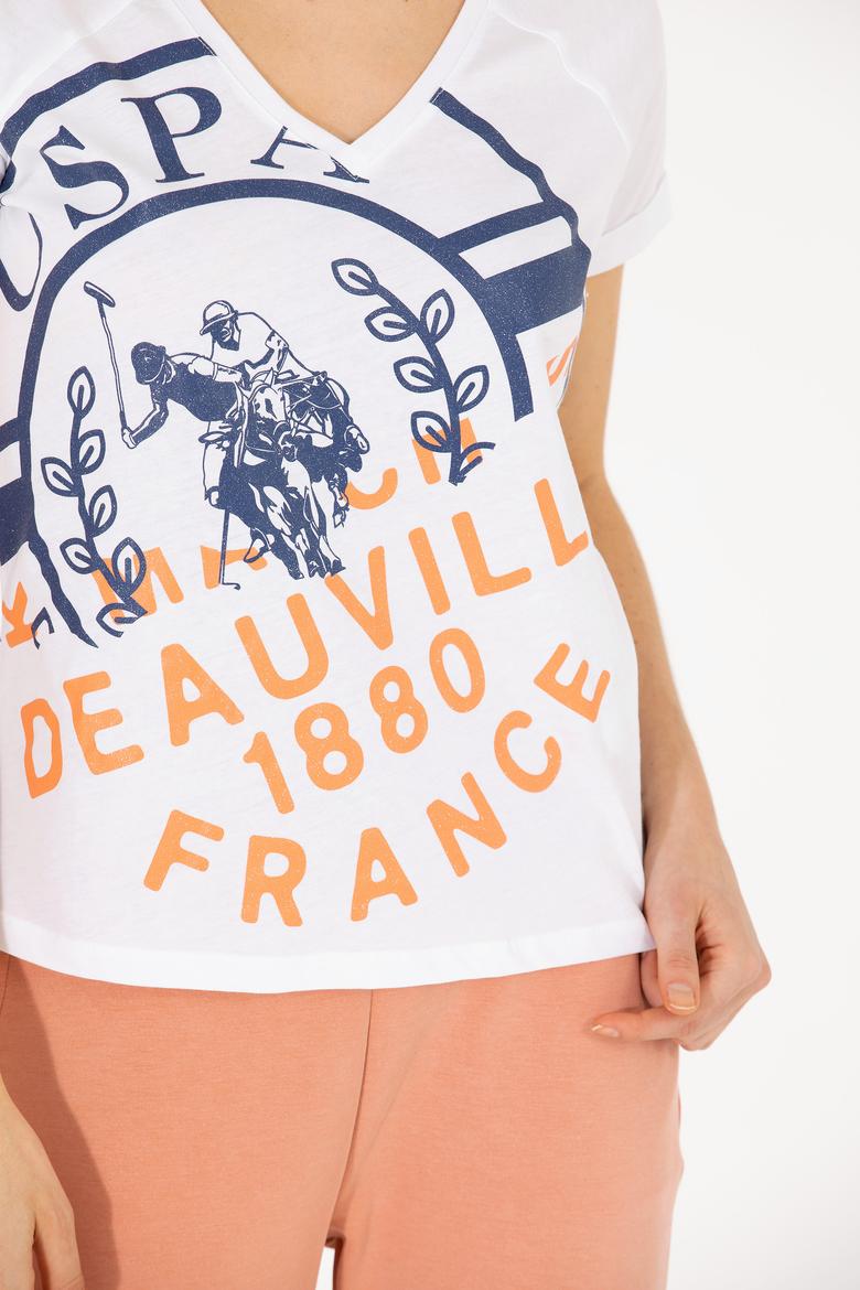 Kadın Beyaz V Yaka Tişört - 50262952001