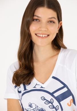 Kadın Beyaz V Yaka Tişört - 50262952001