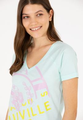 Kadın Su Yeşili V Yaka Tişört - 50262952012