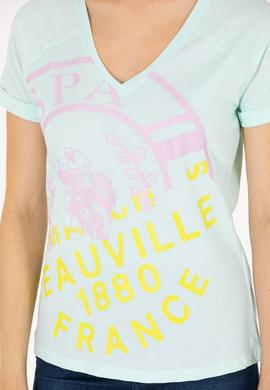 Kadın Su Yeşili V Yaka Tişört - 50262952012