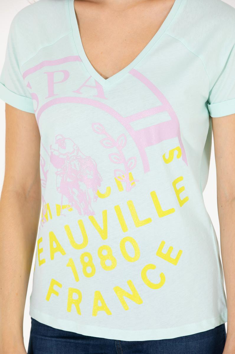 Kadın Su Yeşili V Yaka Tişört