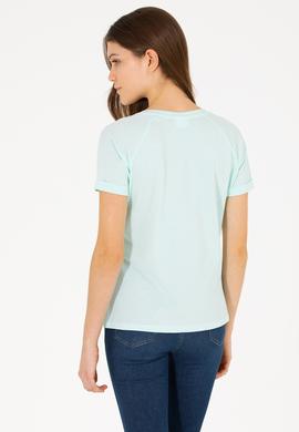 Kadın Su Yeşili V Yaka Tişört - 50262952012
