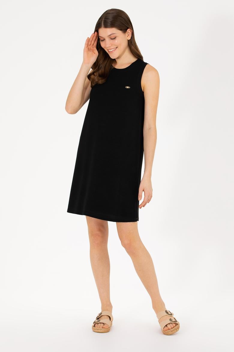 Kadın Siyah Bisiklet Yaka Örme Elbise