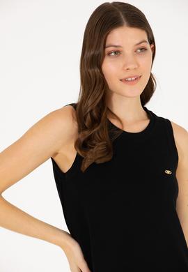 Kadın Siyah Bisiklet Yaka Örme Elbise - 50265711024