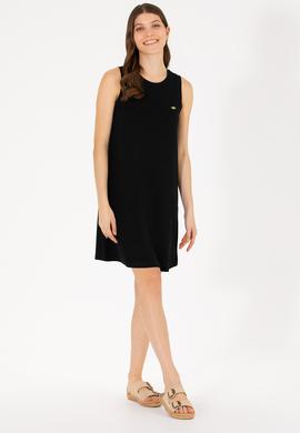 Kadın Siyah Bisiklet Yaka Örme Elbise - 50265711024