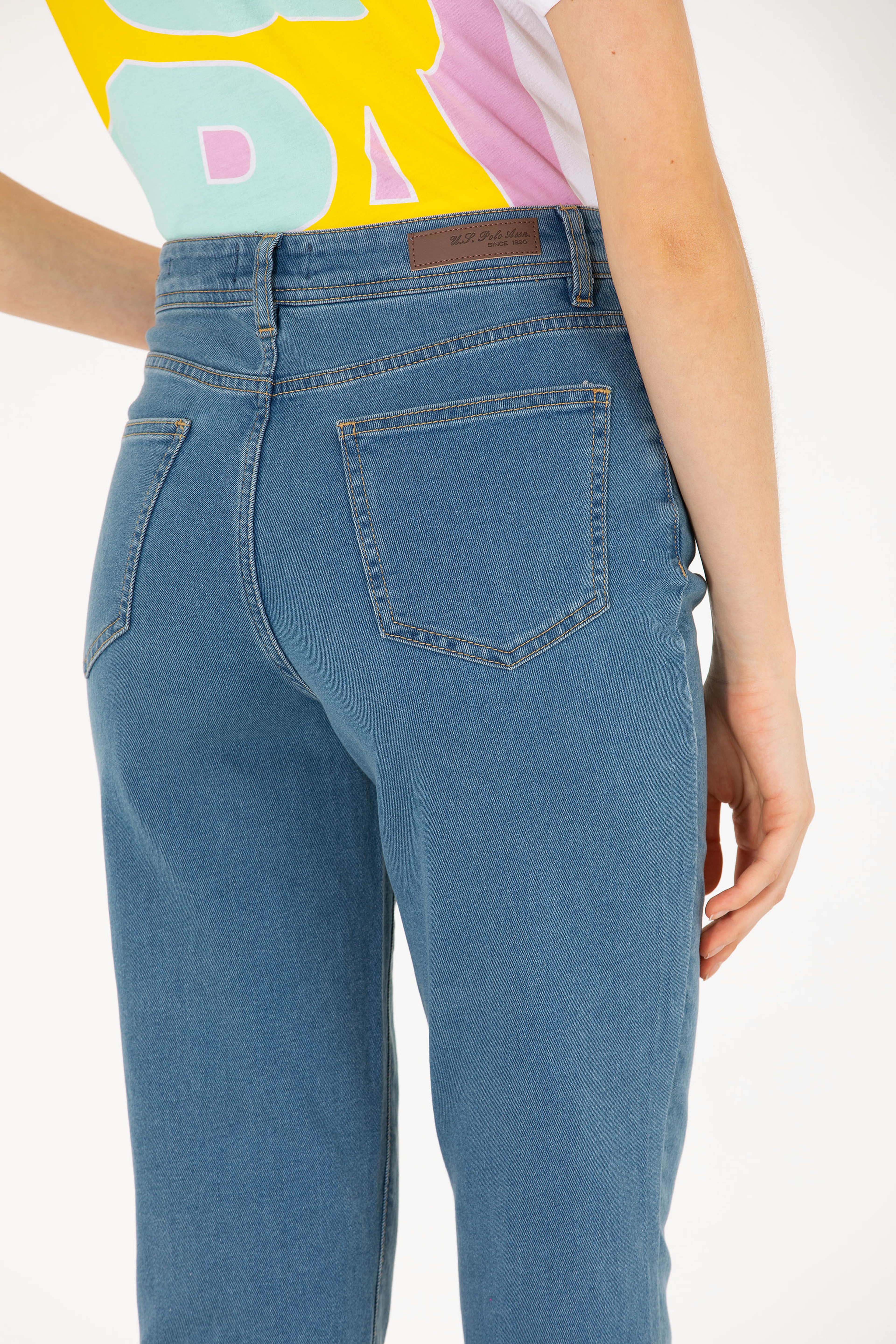 Kadın Mavi Mom Fit Jean Pantolon - Image 7
