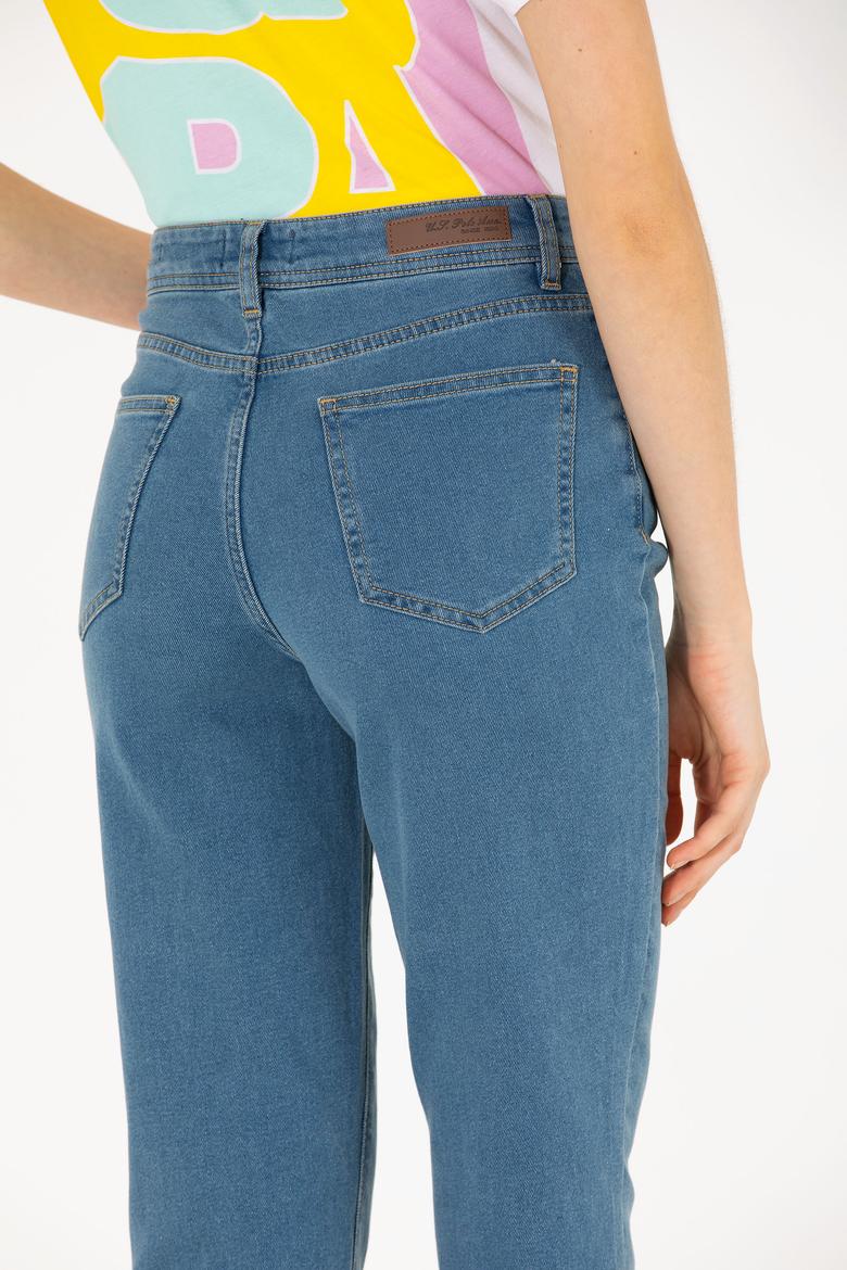 Kadın Mavi Mom Fit Jean Pantolon - 50269458007