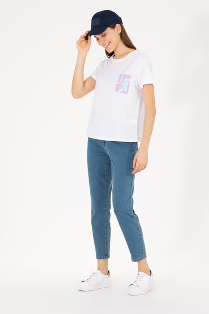 Kadın Mavi Mom Fit Jean Pantolon