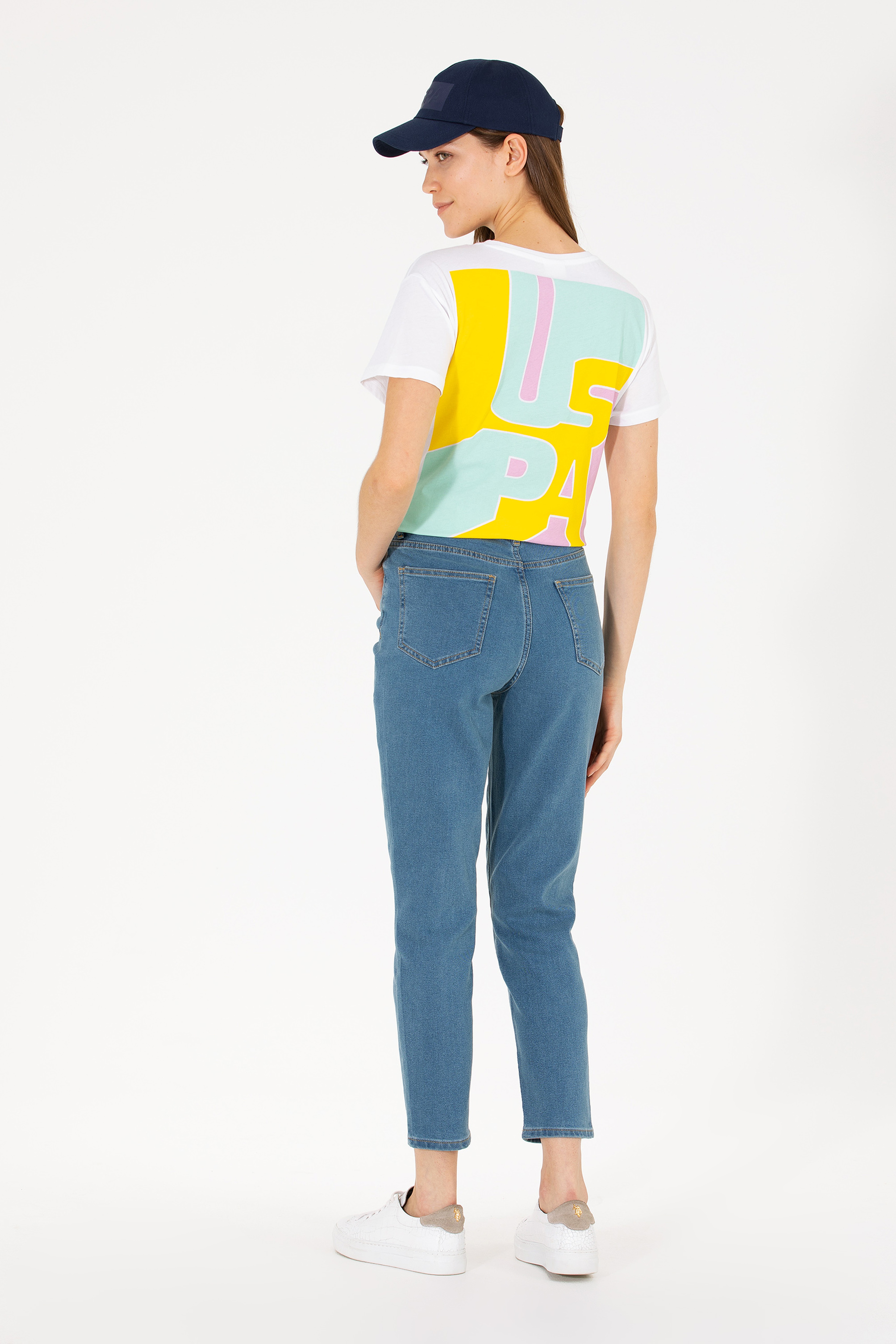 Kadın Mavi Mom Fit Jean Pantolon