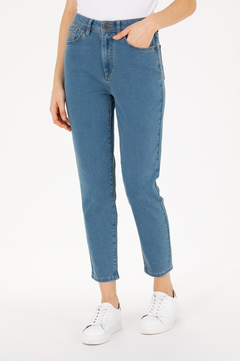 Kadın Mavi Mom Fit Jean Pantolon