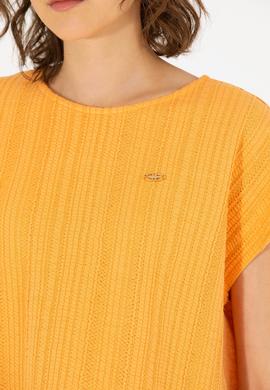 Kadın Turuncu Bisiklet Yaka Tişört - 50263675019