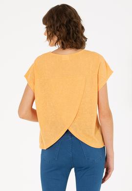 Kadın Turuncu Bisiklet Yaka Tişört - 50263675019