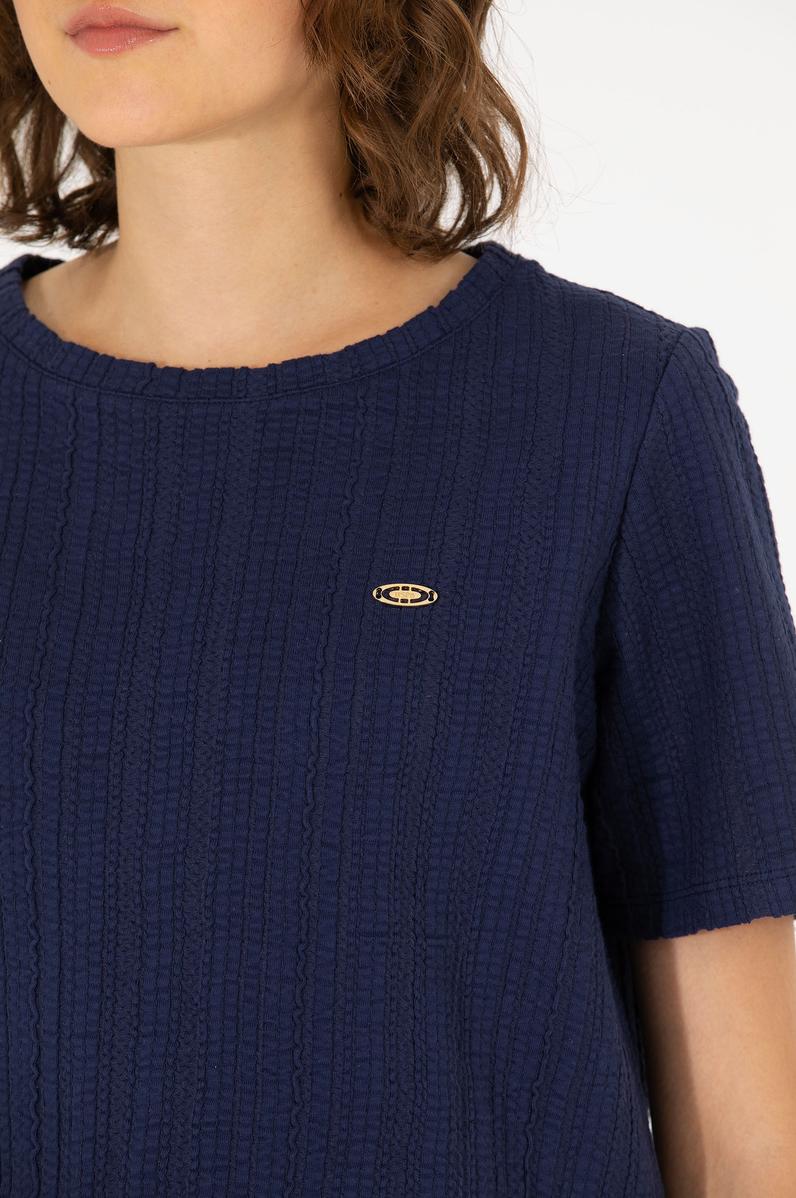 Kadın Lacivert Bisiklet Yaka Tişört